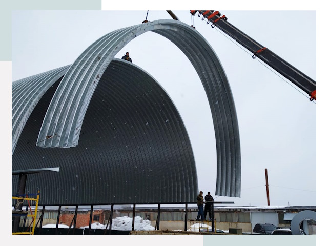 Полукруглые ангары в Нововоронеже